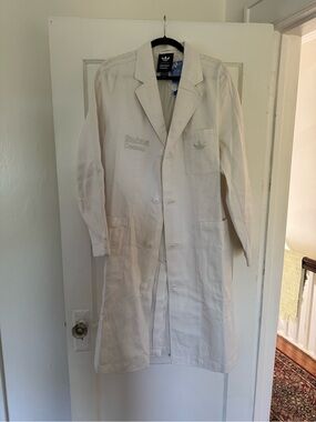 Adidas x Bauhaus Dessau White Long Coat-Style Blazer Jacket for Women